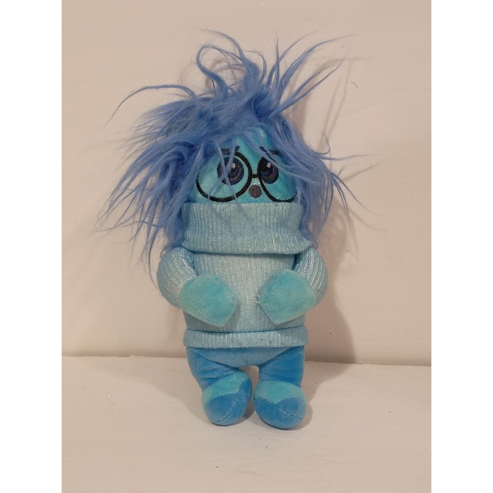 Inside Out Sadness Plush Blue Girl Stuffed Animal Toy Polyester Crazy Hair Cute